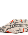H Plume Canvas Swift Printed Quadrige au Fil Steeple 25 Bag Gris Beige Ecru Beige Gold