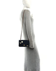 Felt Quilted Paris-Hamburg Charms Mini Rectangular Flap Black Dark Navy