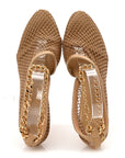 Mesh Nappa Chunky Chain Sandals 39.5 Beige Pony