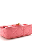 Lambskin Enamel Quilted Pending CC Mini Square Flap Pink
