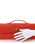 Nappa Intrecciato Long Andiamo Top Handle Clutch Orange