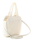 Raffia Crochet Woven Tote Bag White