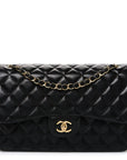 Lambskin Quilted Jumbo Double Flap Black
