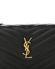 Grain De Poudre Matelasse Chevron Monogram Envelope Chain Wallet Black