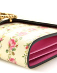 Calfskin Floral Print Mini Dionysus Chain Wallet Ivory Pink