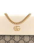 Dollar Calfskin GG Supreme Monogram Petite GG Marmont Wallet Chain Bag Mystic White Beige Ebony