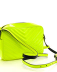 Patent Calfskin Matelasse Monogram Lou Camera Bag Neon Yellow