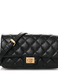 Aged Calfskin Quilted 2.55 Reissue Flap Belt Bag Clutch Black