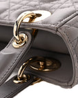 Lambskin Cannage Small Lady D1OR Grey