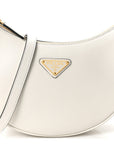 Soft Calfskin Arque Shoulder Bag White