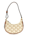 Canvas Calfskin Mini Ava Triomphe Shoulder Bag White