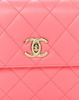 Lambskin Lacquered Quilted Mini Trendy CC Dual Handle Flap Bag Coral Pink