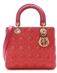 Lambskin Cannage Medium Bi-Color Lady D1OR Orange Fuchsia