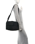 Nylon Intrecciato Padded Tech Maxi Cassette Bag Black