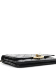 Lambskin Quilted Golden Class Wallet on Chain WOC Black