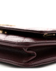 Shiny Caviar Quilted Strass Wallet On Chain WOC Bordeaux
