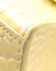 Calfskin Crocodile Embossed Small Hourglass Top Handle Bag Pale Yellow