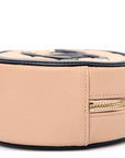 Caviar Quilted Round Filigree Crossbody Beige Black