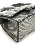 Strass Suede Hourglass Top Handle Bag XS Smoke Grey Crystal