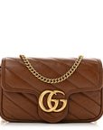 Azalea Calfskin Matelasse Diagonal Super Mini GG Marmont Shoulder Bag Cuir