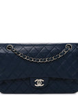 Lambskin Quilted Medium Double Flap Navy