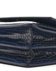 Calfskin Crocodile Embossed Medium Monogram Sunset Navy