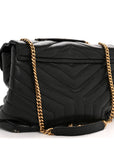 Grain de Poudre Calfskin Y Quilted Monogram Medium Loulou Chain Satchel Black