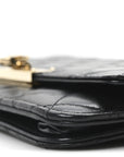 Lambskin Quilted Golden Class Wallet on Chain WOC Black