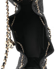 Denim Quilted Mini CHNL 25 Handbag Dark Blue