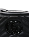 Calfskin Matelasse Monochrome Small GG Marmont Chain Shoulder Bag Black