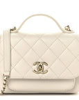 Caviar Quilted Small Business Affinity Flap White