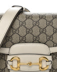 GG Supreme Monogram Horsebit 1955 Shoulder Bag Beige Mystic White