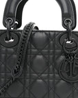 Ultra Matte Calfskin Cannage Mini Lady D1OR Black