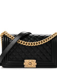Lambskin Quilted Medium Boy Flap Black
