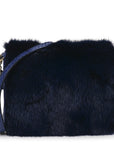 Mink Fur Snakeskin Crossbody Bag Navy