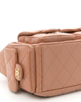 Shiny Lambskin Quilted Trendy Pockets Hobo Brown