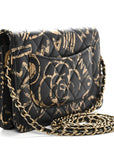Calfskin Quilted Graffiti Pyramid Wallet On Chain WOC Black
