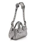 Metallic Agneau Arena Mini Le Cagole Duffle Crossbody Bag Silver