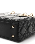 Lambskin Cannage Small Lucky Badges My Lady D1OR Black