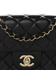 Lambskin Quilted Mini Rectangular Flap Black