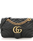Calfskin Matelasse Mini GG Marmont Shoulder Bag Black