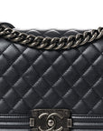 Metallic Caviar Quilted Medium Boy Flap Navy
