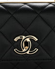 Lambskin Quilted Small Trendy CC Dual Handle Flap Bag Black