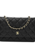 Lambskin Quilted Wallet On Chain WOC Black