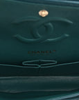 Caviar Chevron Quilted Medium Double Flap Green
