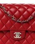 Caviar Quilted Medium Double Flap Red