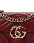 Calfskin Matelasse Mini GG Marmont Shoulder Bag Rosso Ancora
