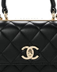 Lambskin Quilted Small Trendy CC Dual Handle Flap Bag Black