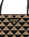 Jacquard Triangolo Symbole Embroidered Small Shoulder Bag Black Corda