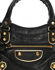 Chevre Gold Metallic Edge Hardware Mini City Black
